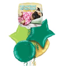 Pugs and Kisses Themed Get Well Balloon Bouquet